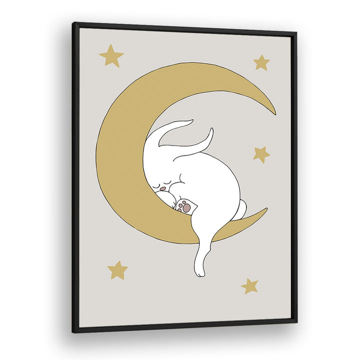 The Rabbit  Kids Paintings in Black Plain Frame