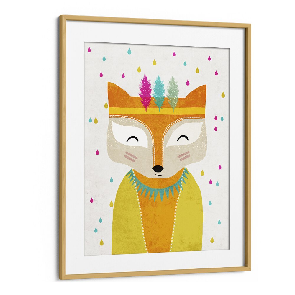 The Rainmaker by Treechild Kids Room Art in Oak Wood Frame With Mount