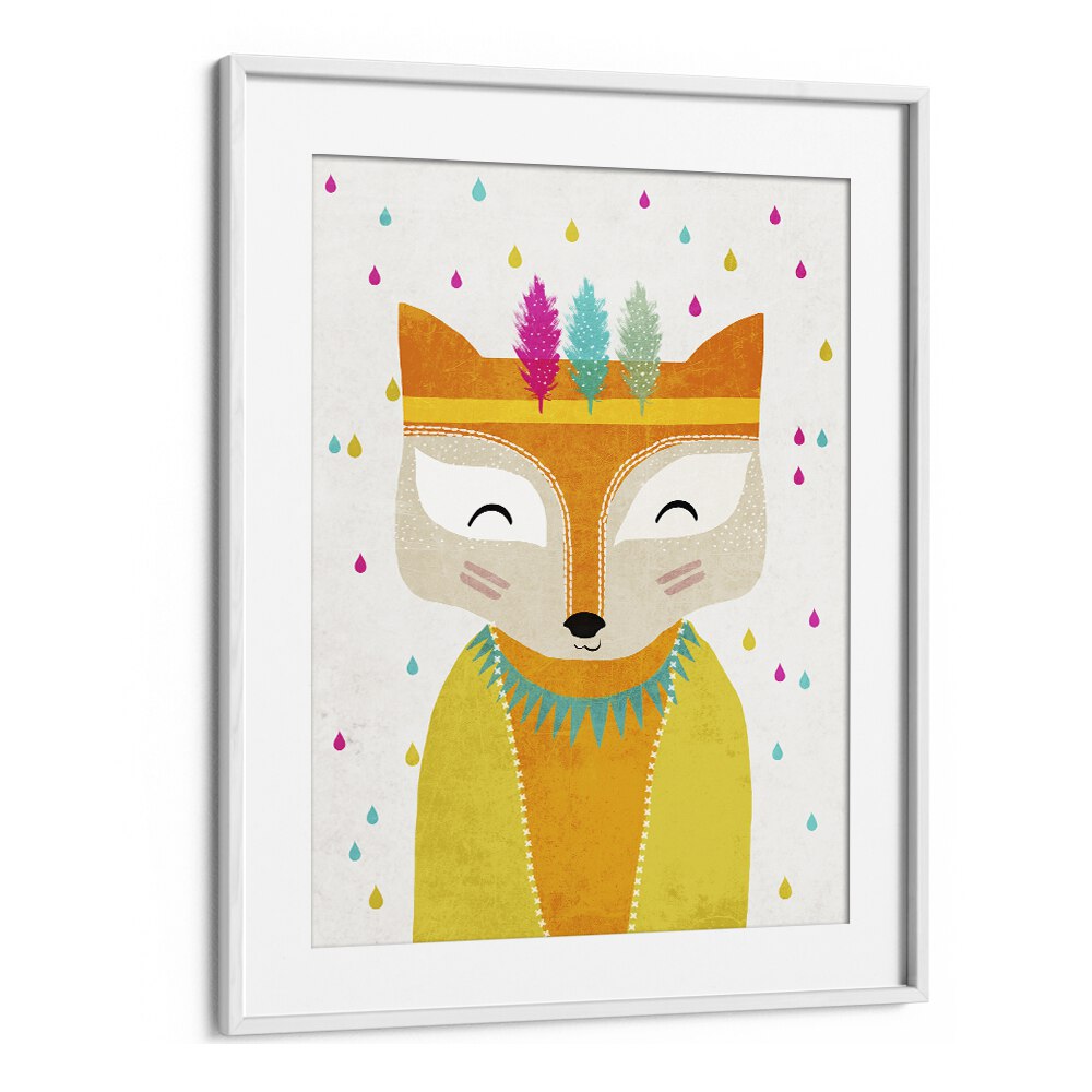 The Rainmaker by Treechild Kids Room Art in White Frame With Mount