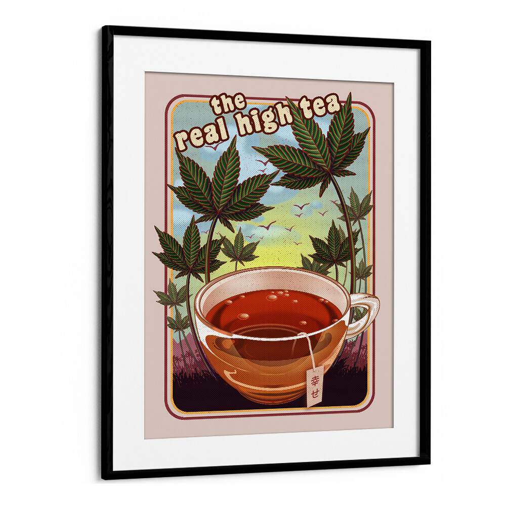 The Real High Tea Cafe Art Prints Cafe Posters in Black Frame With Mount