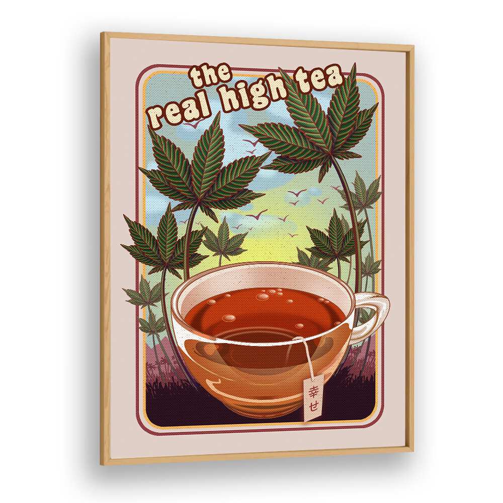 The Real High Tea Cafe Art Prints Cafe Posters in Oak Wood Plain Frame