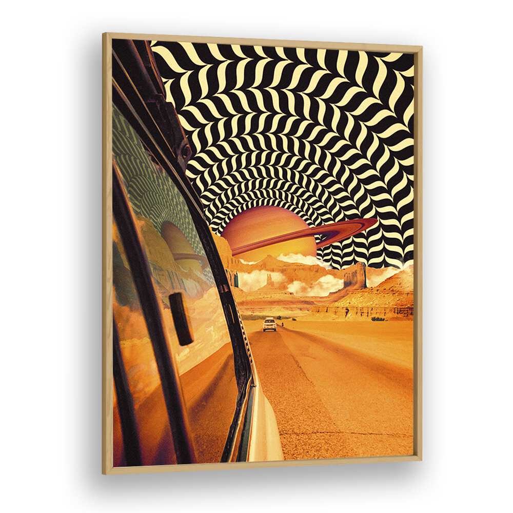 The Real Road Trip Surreal Paintings Surreal Art Prints in Oak Wood Plain Frame