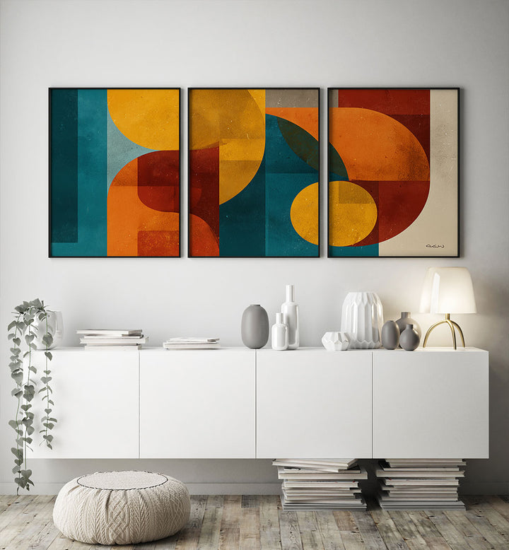 THE RETRO JUNCTION SET , SET OF 3 PAINTINGS