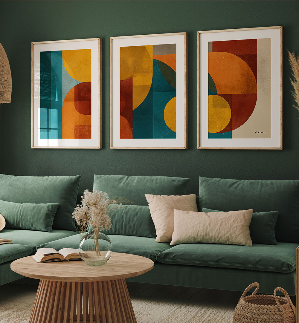 THE RETRO JUNCTION SET , SET OF 3 PAINTINGS