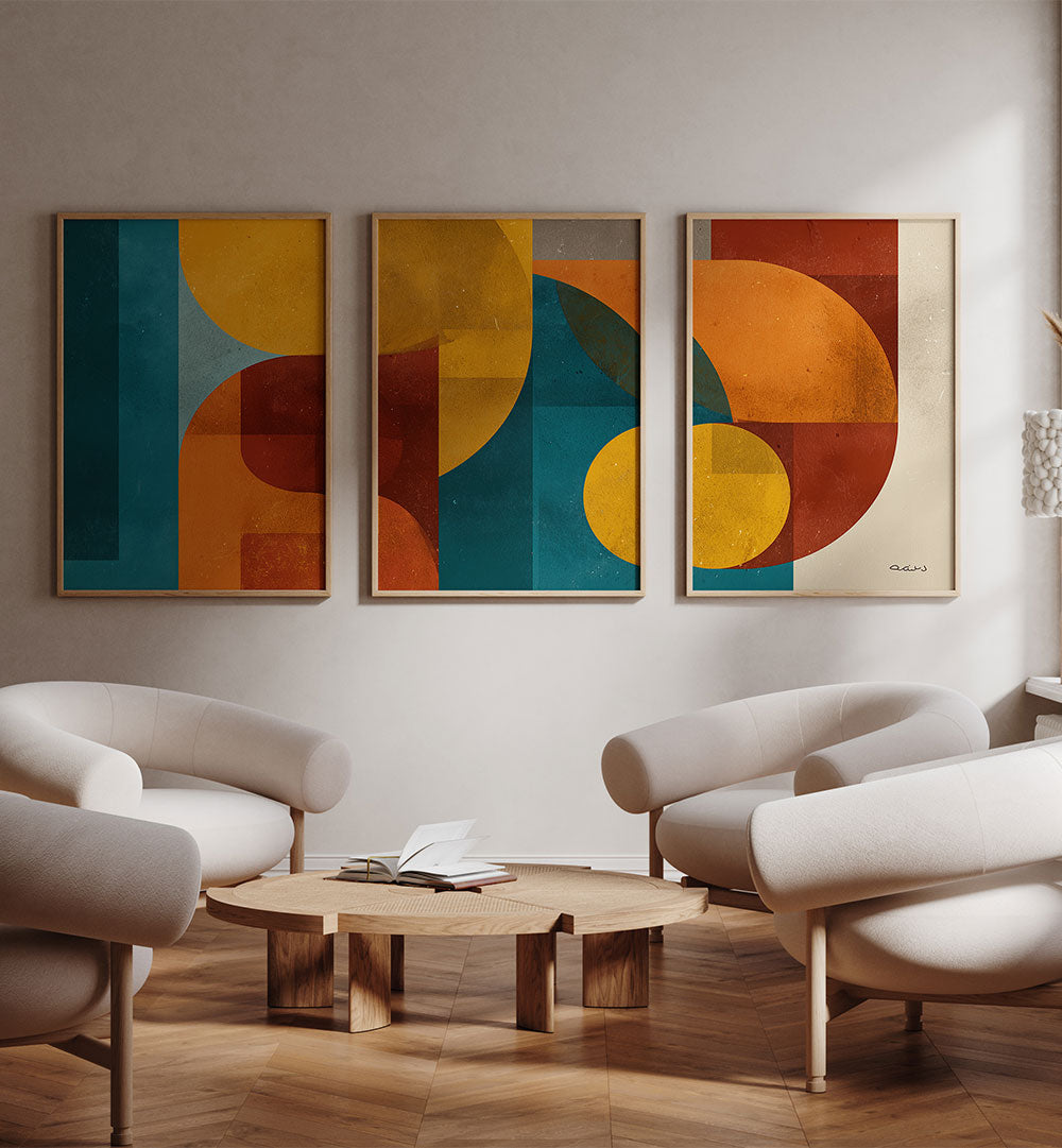 THE RETRO JUNCTION SET , SET OF 3 PAINTINGS
