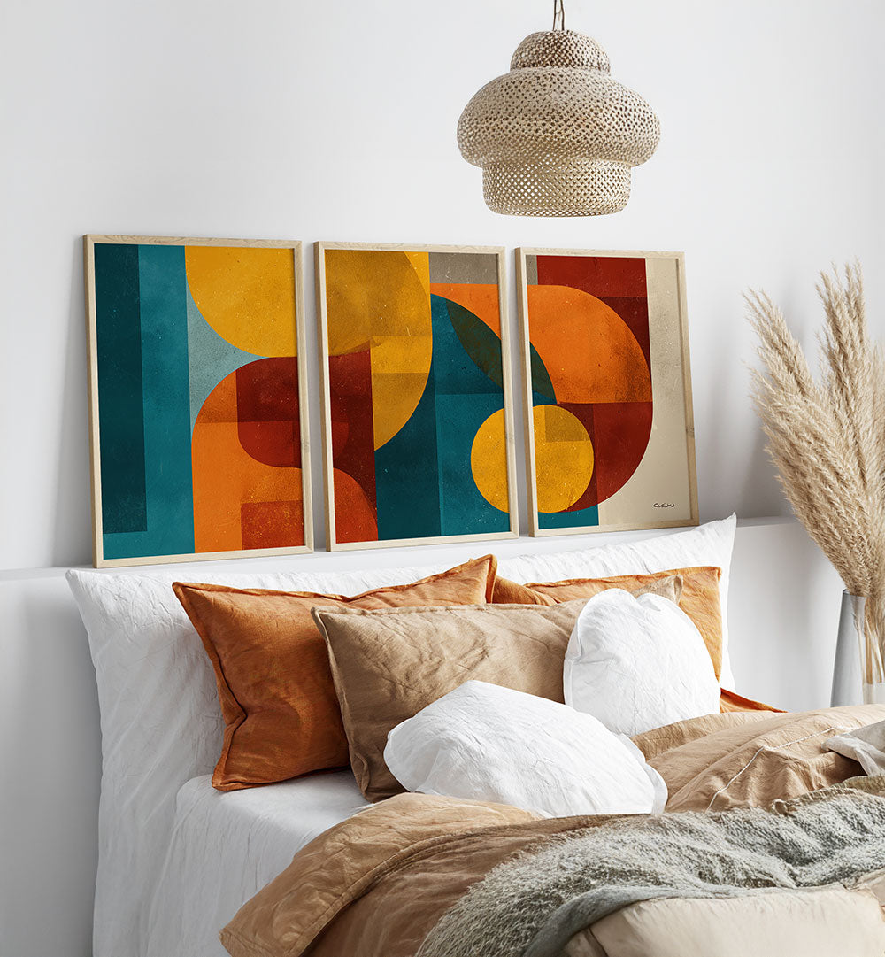 THE RETRO JUNCTION SET , SET OF 3 PAINTINGS