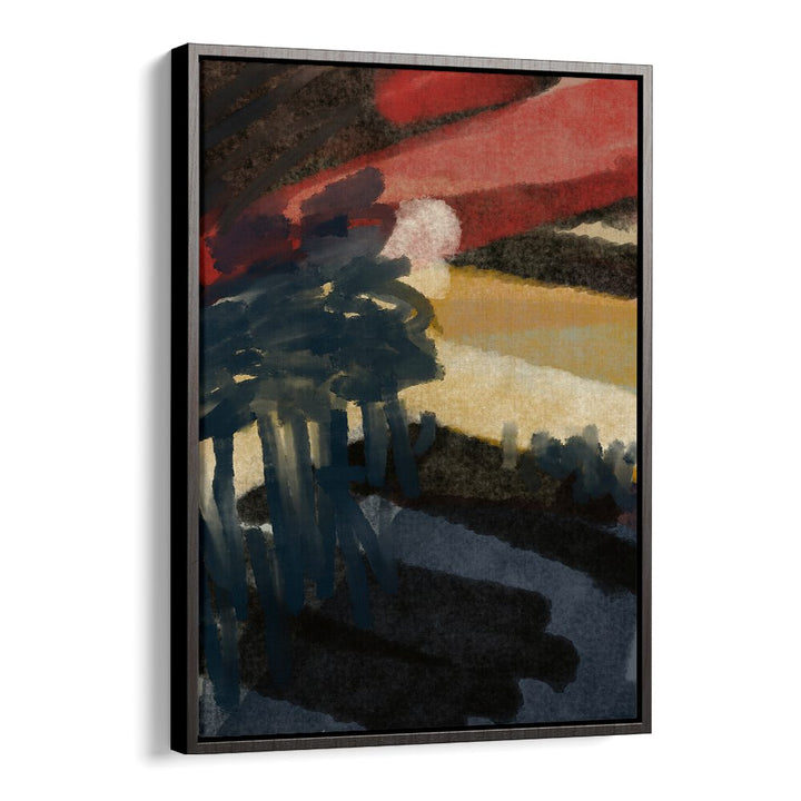 The Romance of Night by Nilesh Kulkarni Abstract Paintings in Black Floater Frame