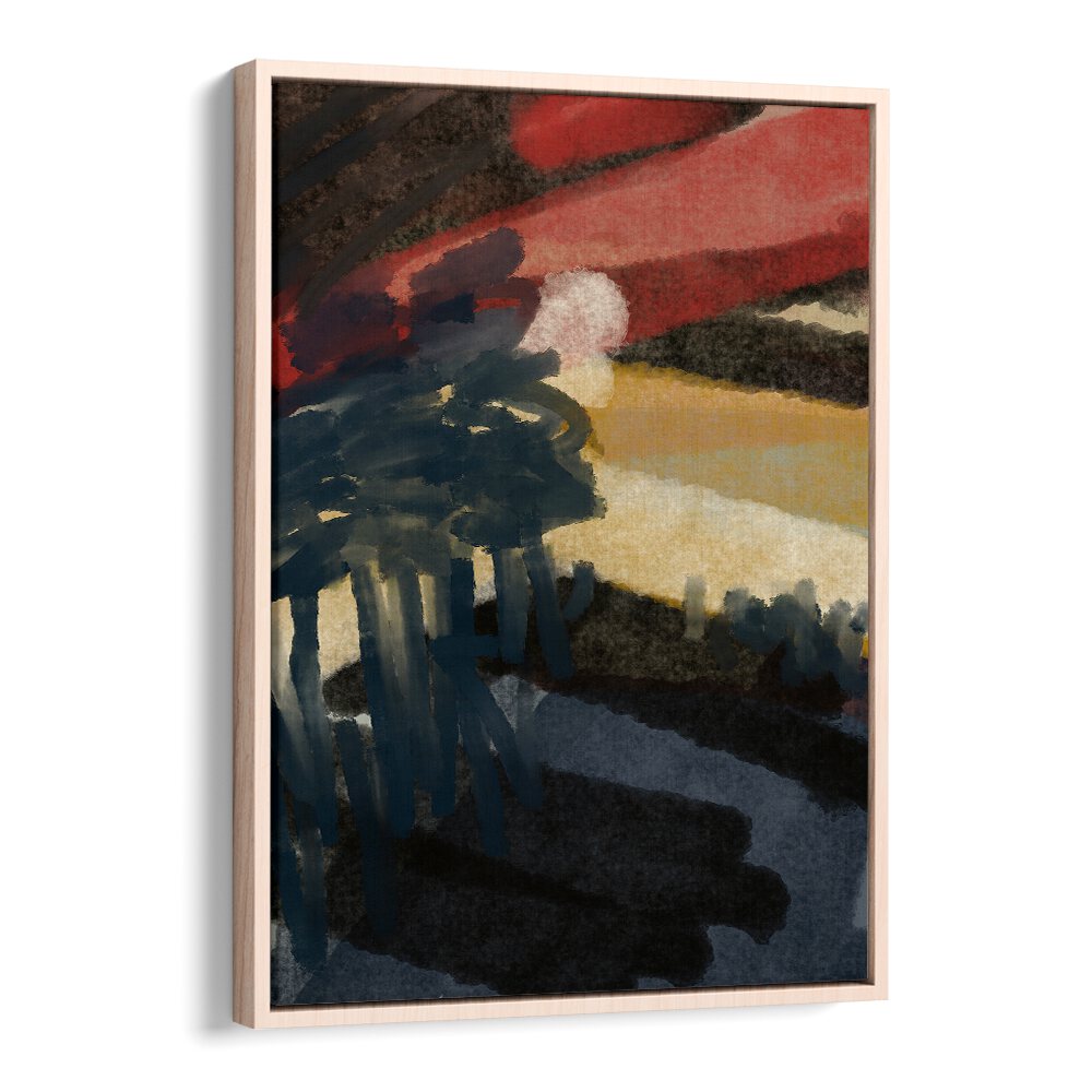 The Romance of Night by Nilesh Kulkarni Abstract Paintings in Oak Wood Floater Frame