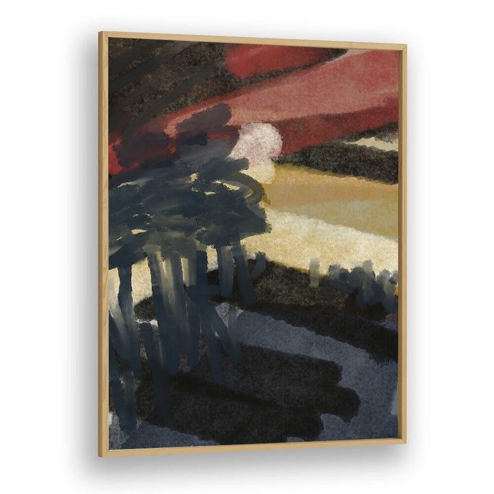 The Romance of Night by Nilesh Kulkarni Abstract Paintings in Oak Wood Plain Frame