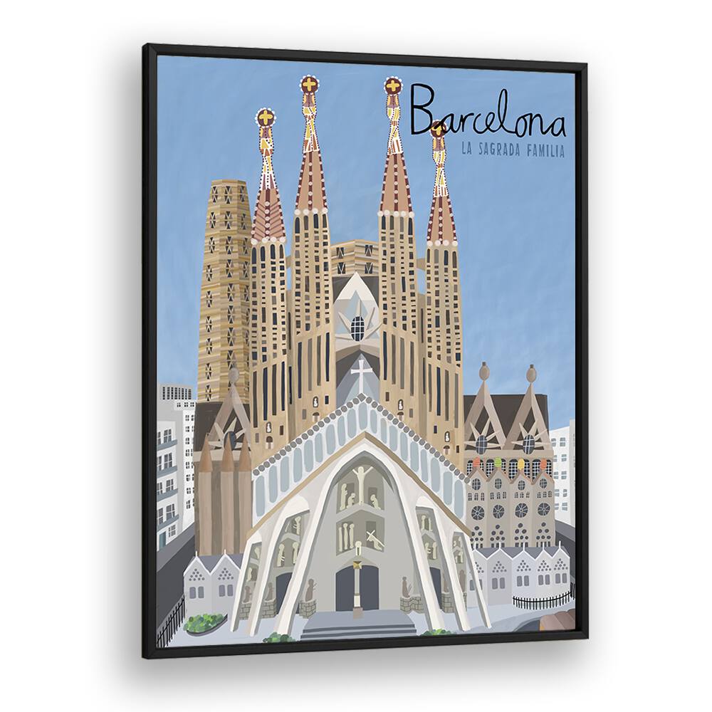 The Sagrada Familia by Carla Daly Travel Posters in Black Plain Frame