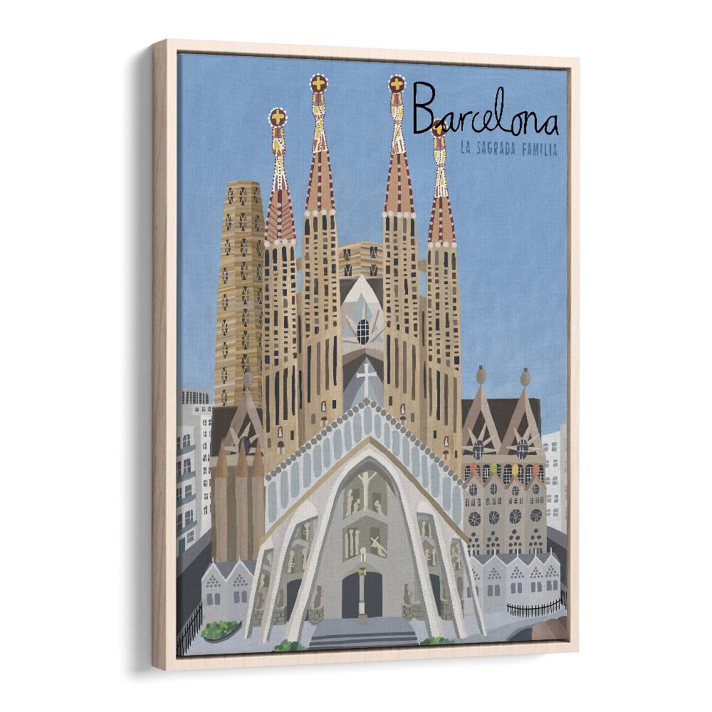 The Sagrada Familia by Carla Daly Travel Posters in Oak Wood Floater Frame