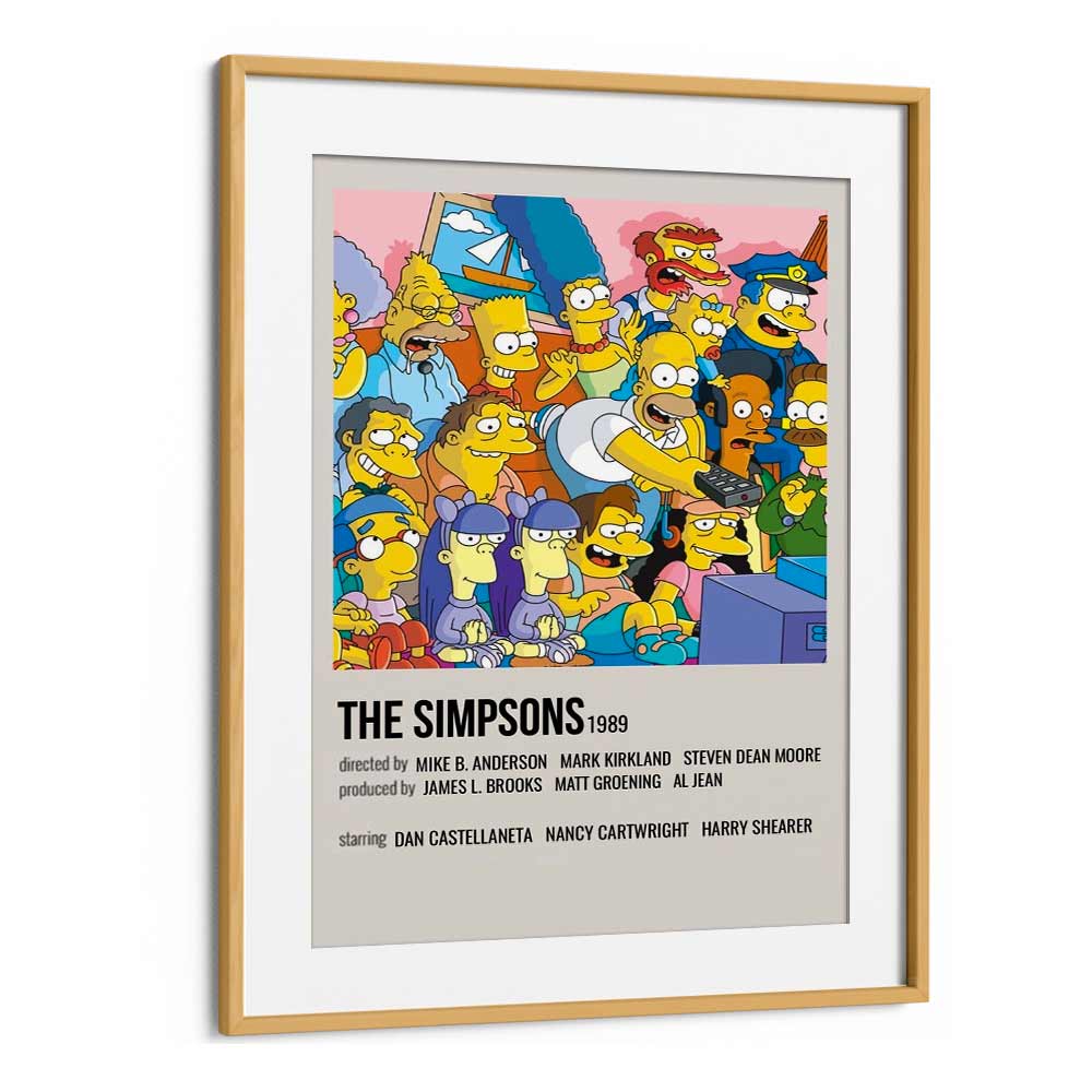 The Simpsons 1989 II Movie Posters in Oak Wood Frame With Mount