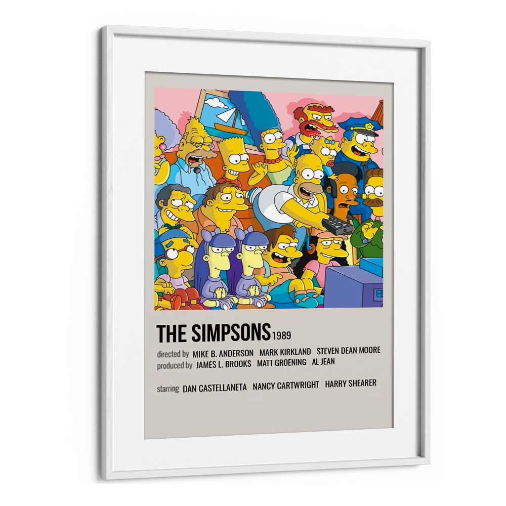 The Simpsons 1989 II Movie Posters in White Frame With Mount