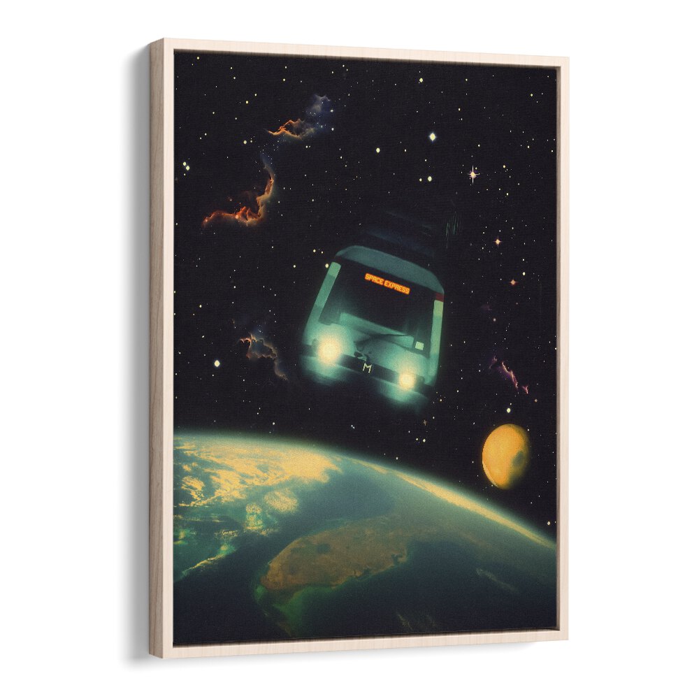 The Space Express Surreal Paintings Surreal Art Prints in Oak Wood Floater Frame