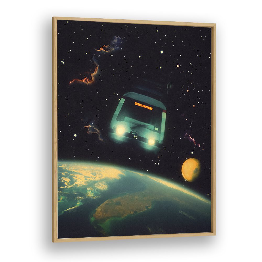 The Space Express Surreal Paintings Surreal Art Prints in Oak Wood Plain Frame