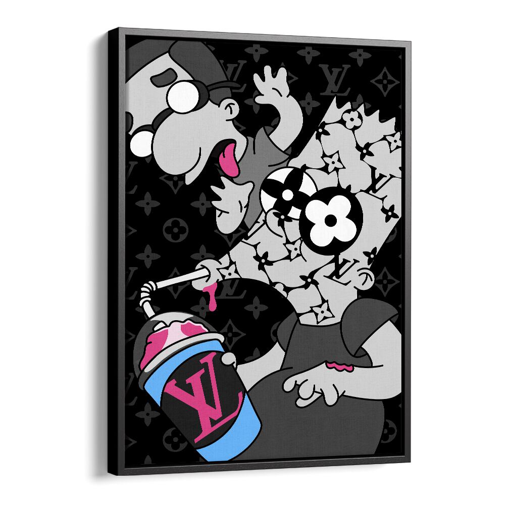 The Springfield Simpsons X LV Artwork Comic Wall Art Comic Posters in Black Floater Frame