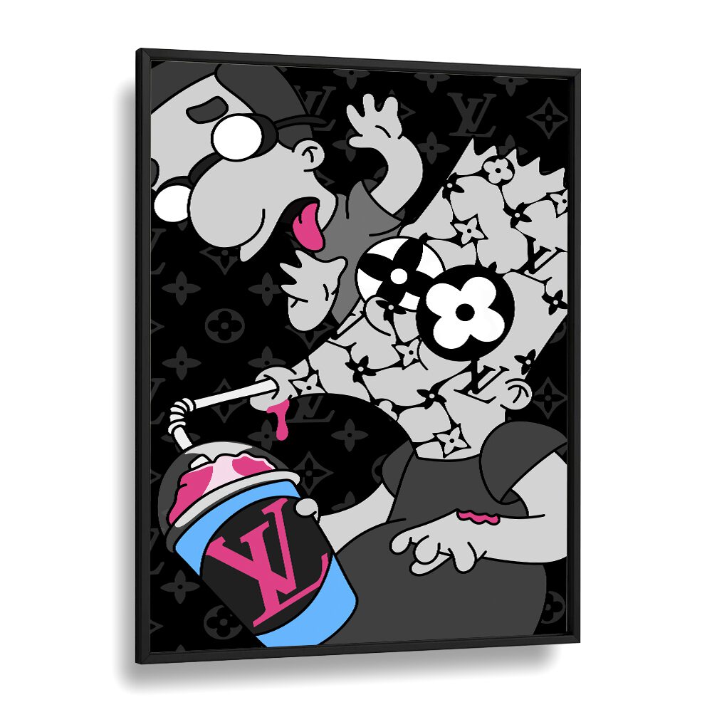 The Springfield Simpsons X LV Artwork Comic Wall Art Comic Posters in Black Plain Frame