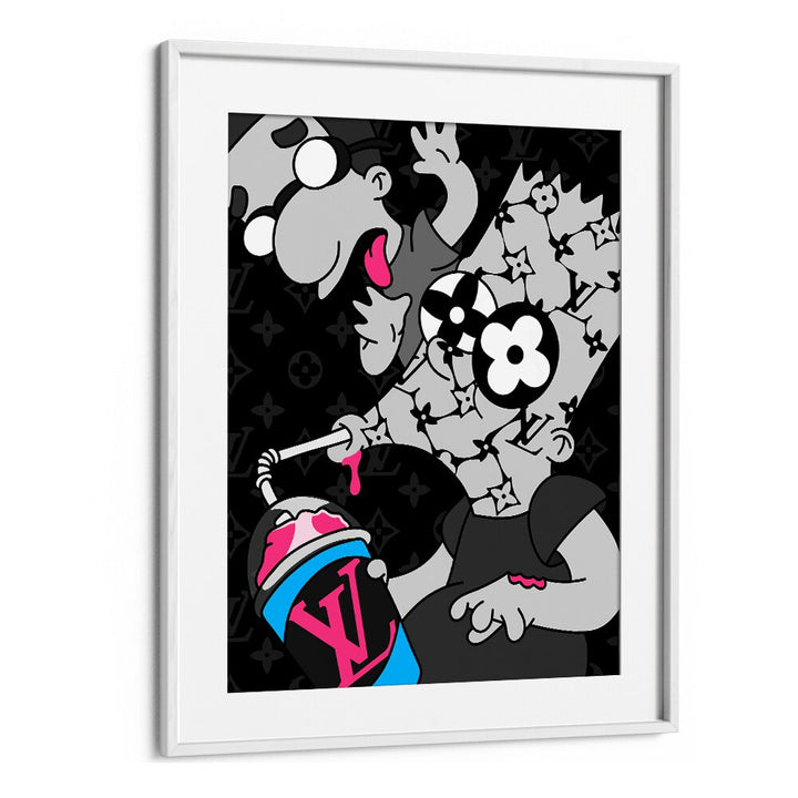 The Springfield Simpsons X LV Artwork Comic Wall Art Comic Posters in White Frame With Mount