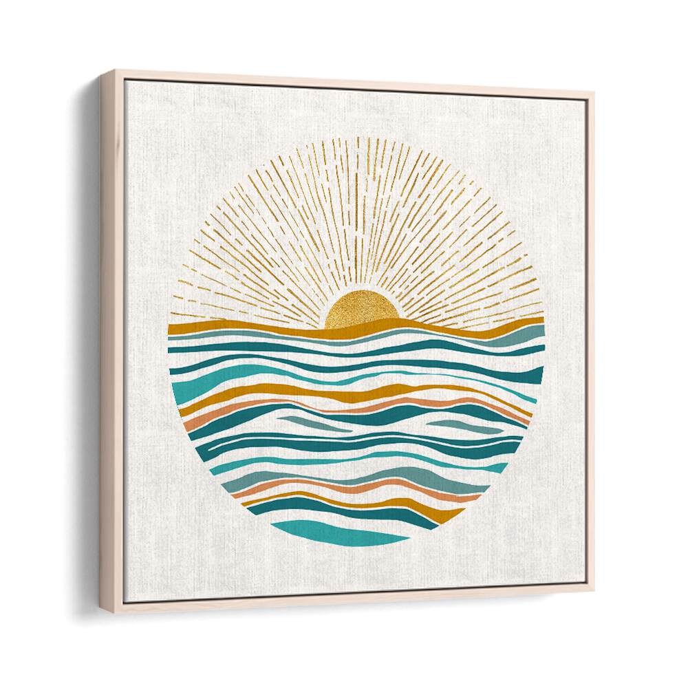 The Sun and the Sea by Kristian Gallagher Wall Art Prints in Oak Wood Floater Frame