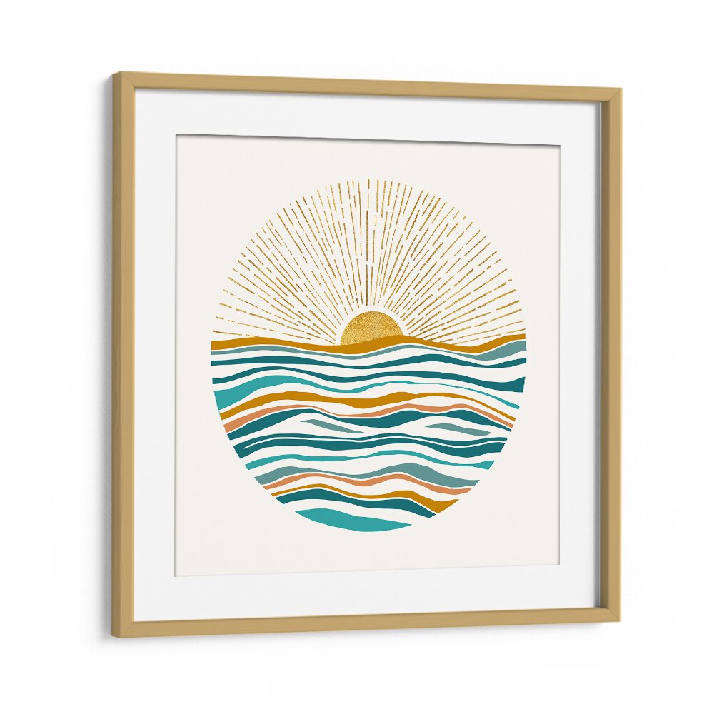 The Sun and the Sea by Kristian Gallagher Wall Art Prints in Oak Wood Frame With Mount