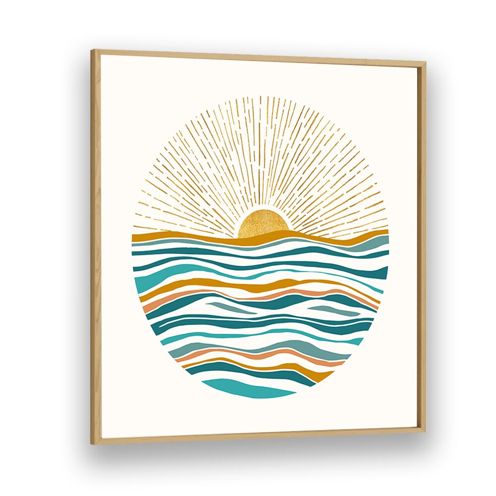 The Sun and the Sea by Kristian Gallagher Wall Art Prints in Oak Wood Plain Frame