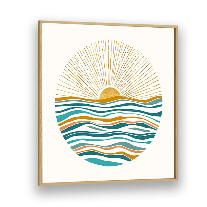 The Sun and the Sea by Kristian Gallagher Wall Art Prints in Oak Wood Plain Frame