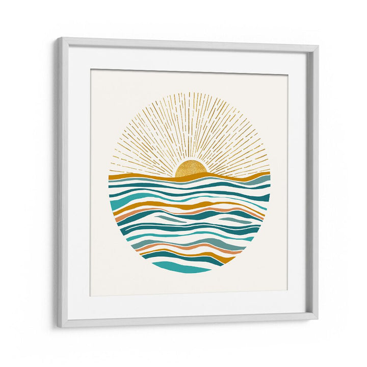 The Sun and the Sea by Kristian Gallagher Wall Art Prints in White Frame With Mount