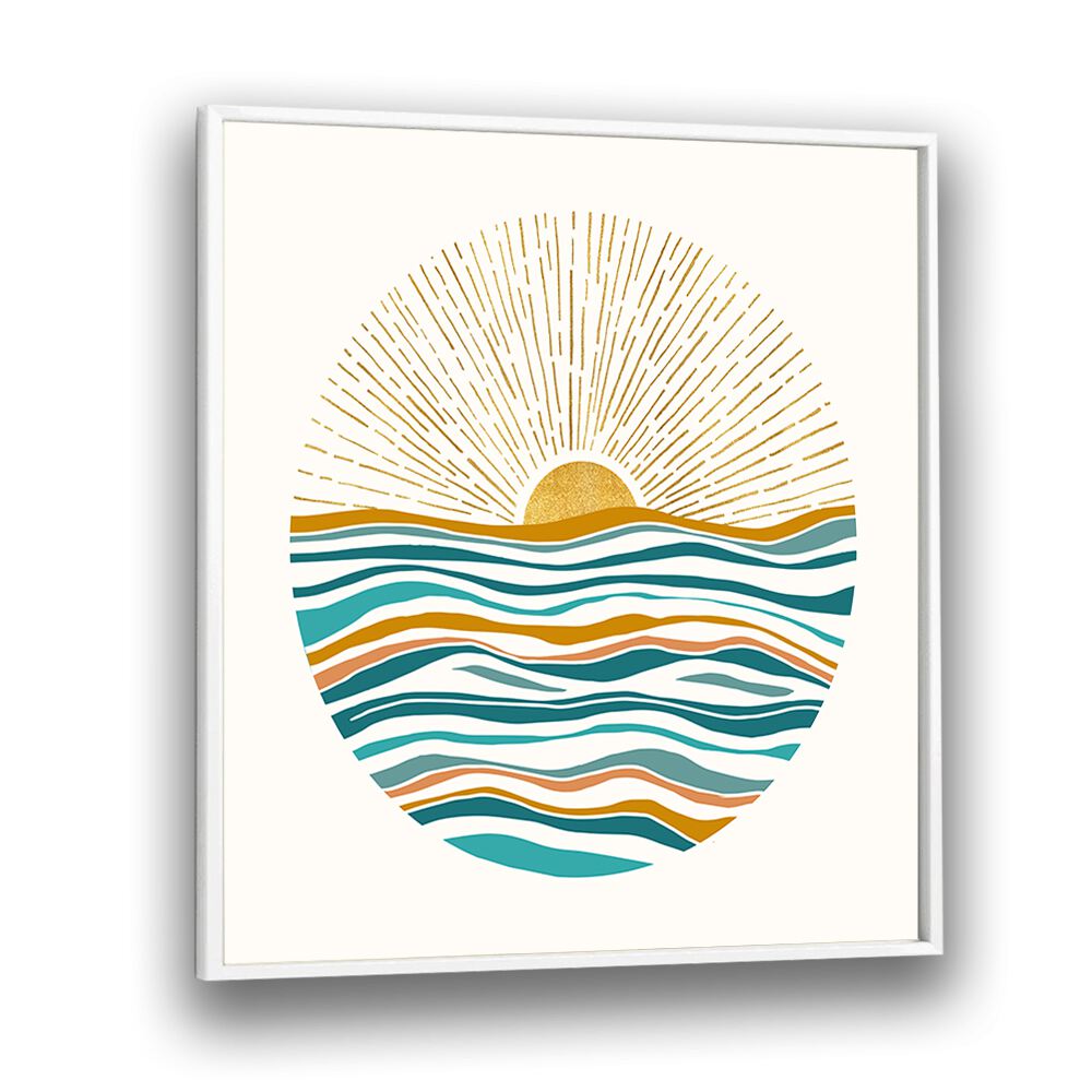 The Sun and the Sea by Kristian Gallagher Wall Art Prints in White Plain Frame