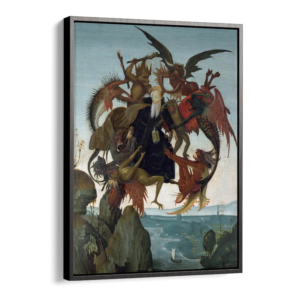 The Torment Of Saint Anthony Ca.1487-1488 Vintage Paintings in Black Floater Frame