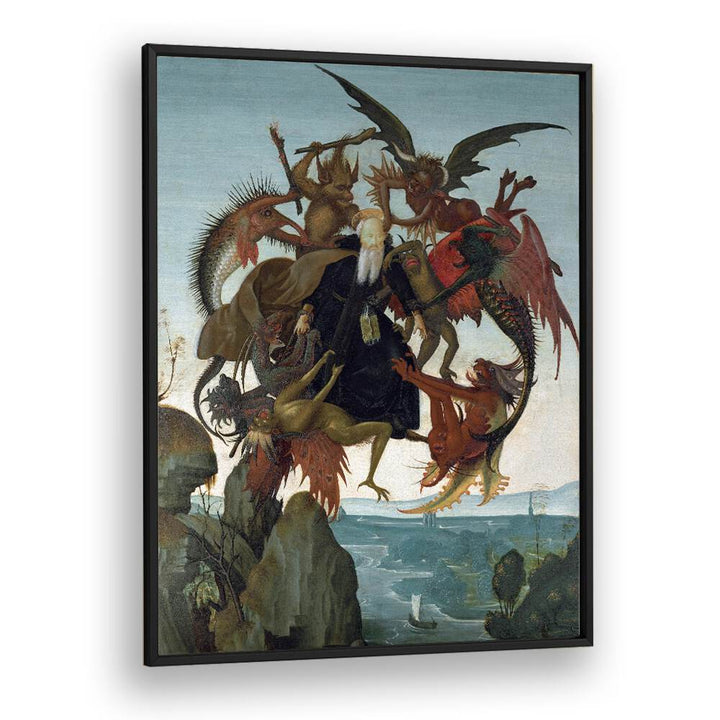 The Torment Of Saint Anthony Ca.1487-1488 Vintage Paintings in Black Plain Frame
