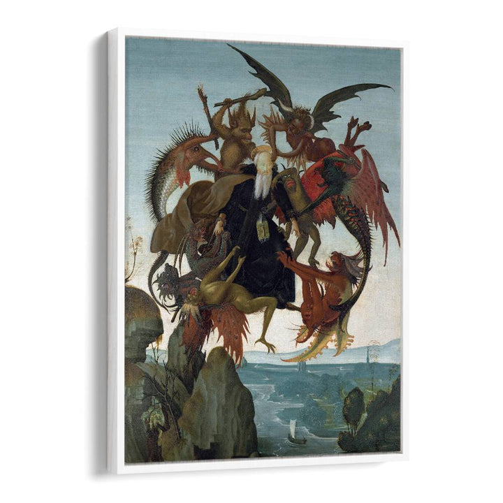 The Torment Of Saint Anthony Ca.1487-1488 Vintage Paintings in White Floater Frame