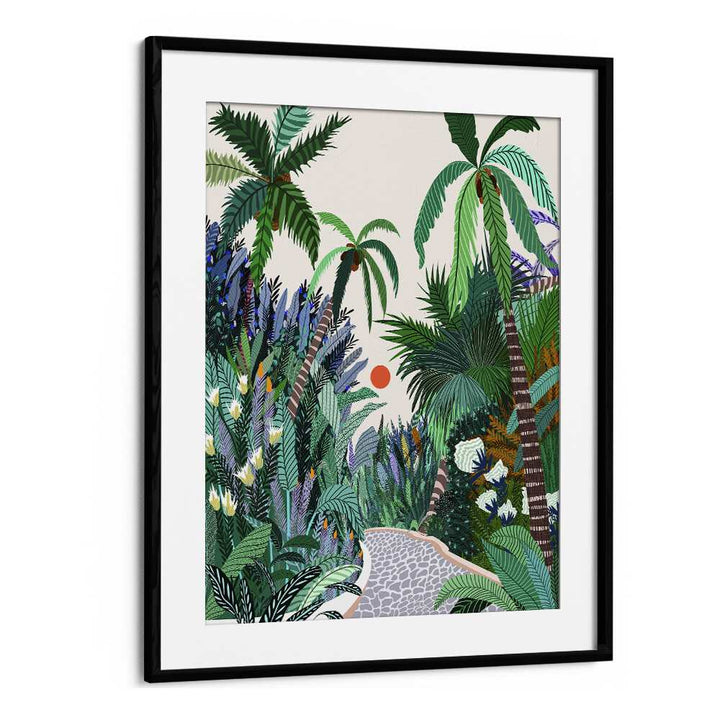 The Urban Jungle Route By Uma Gokhale Botanical Art Prints in Black Frame With Mount