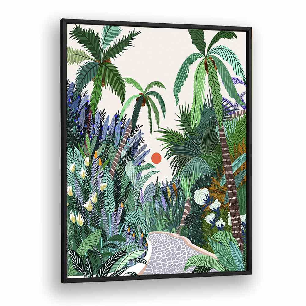 The Urban Jungle Route By Uma Gokhale Botanical Art Prints in Black Plain Frame