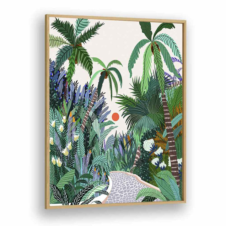 The Urban Jungle Route By Uma Gokhale Botanical Art Prints in Oak Wood Plain Frame