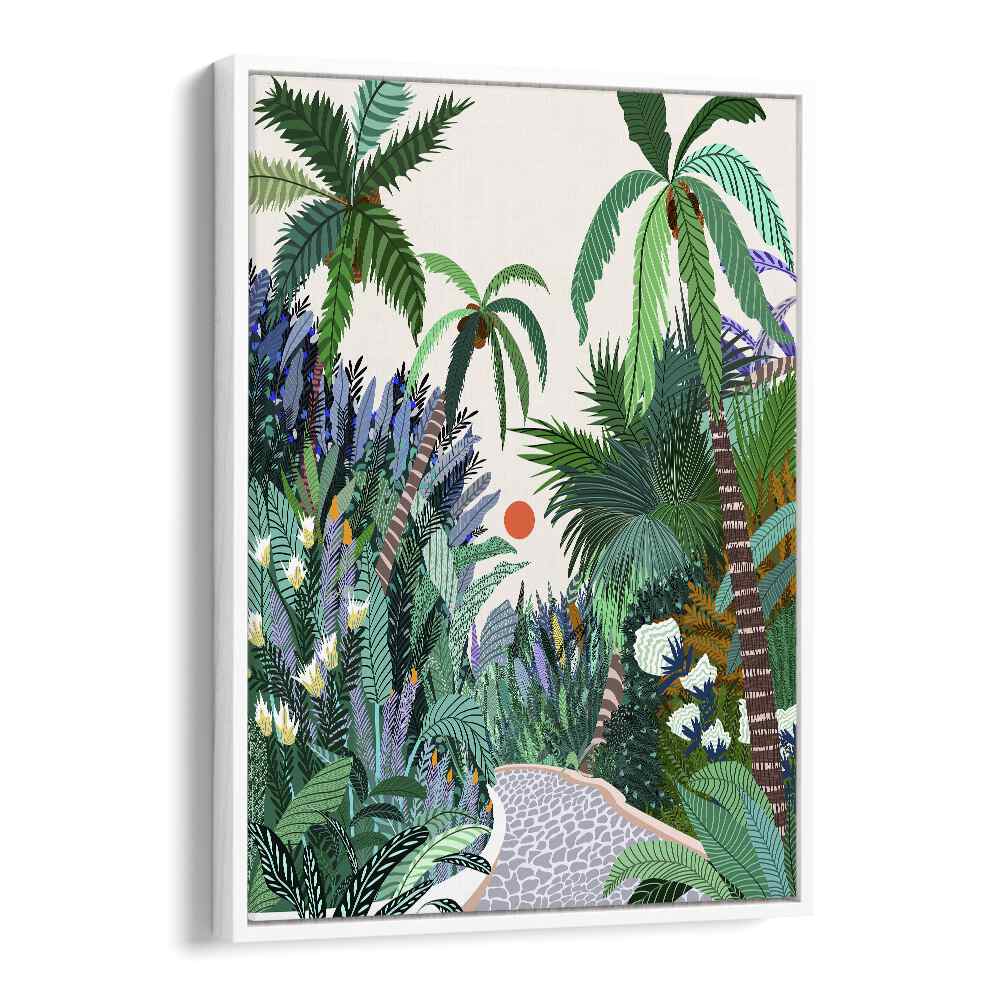 The Urban Jungle Route By Uma Gokhale Botanical Art Prints in White Floater Frame