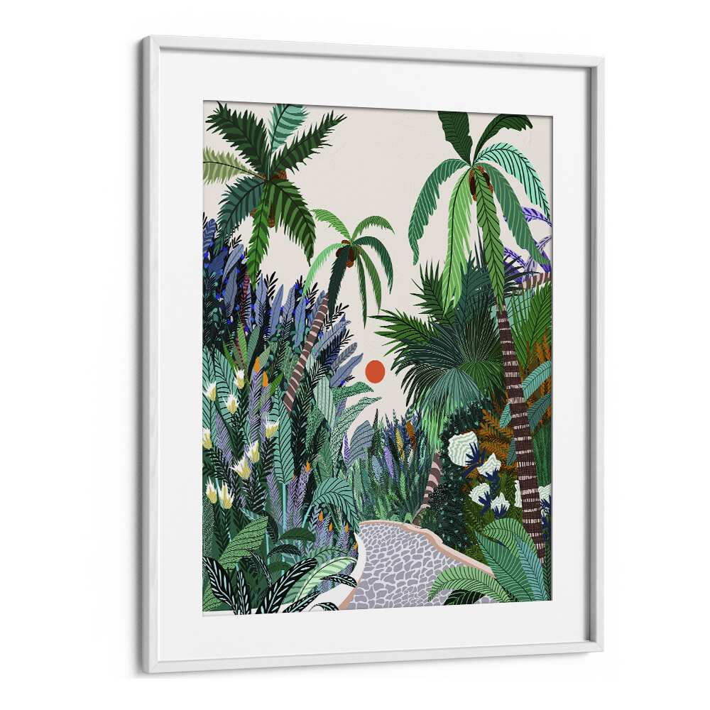 The Urban Jungle Route By Uma Gokhale Botanical Art Prints in White Frame With Mount