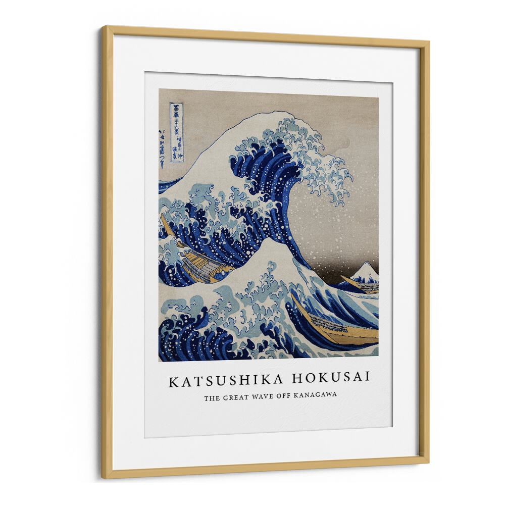 The Wave Off Kanagawa (1830-1833) By Katsushika Hokusai Japanese Paintings in Oak Wood Frame With Mount