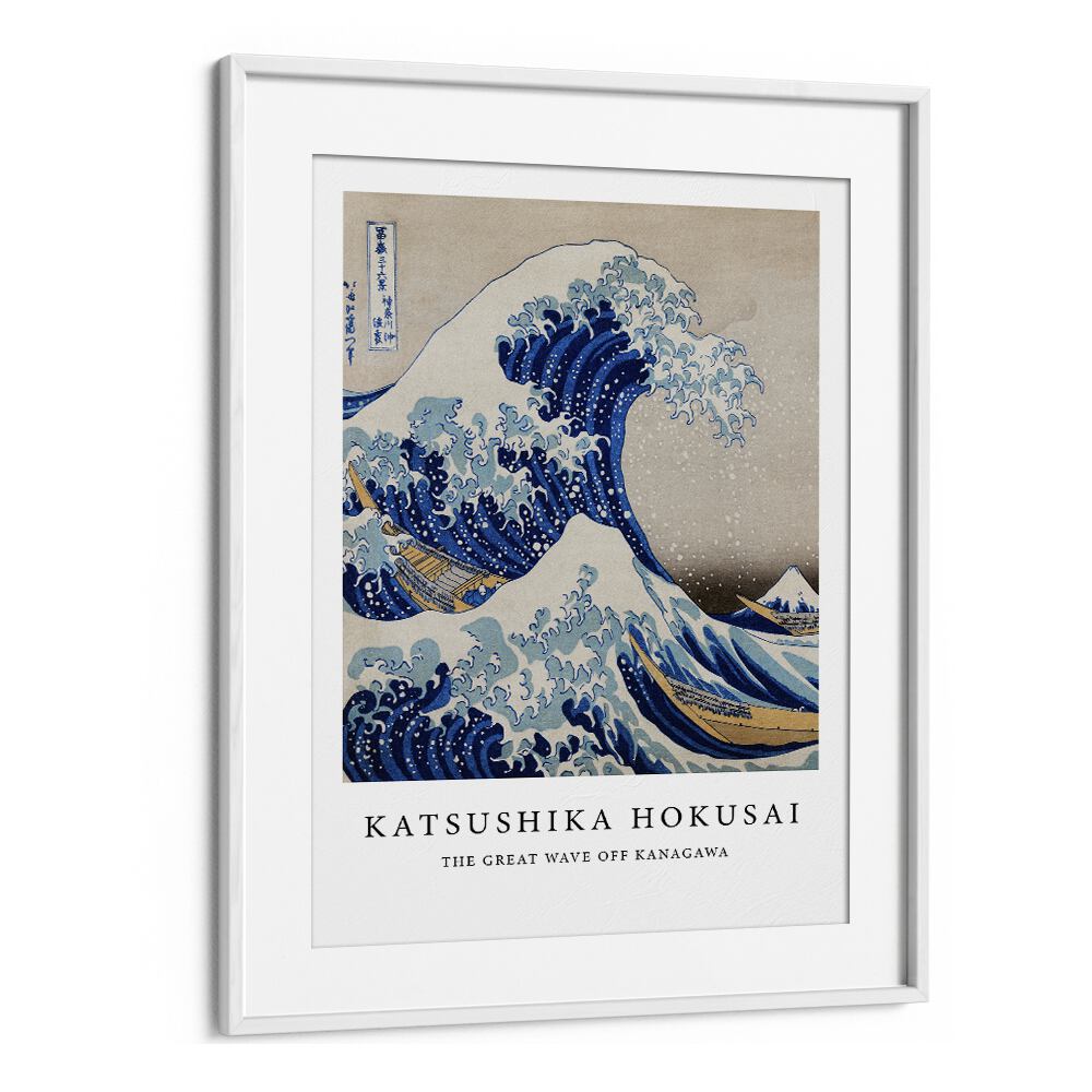 The Wave Off Kanagawa (1830-1833) By Katsushika Hokusai Japanese Paintings in White Frame With Mount