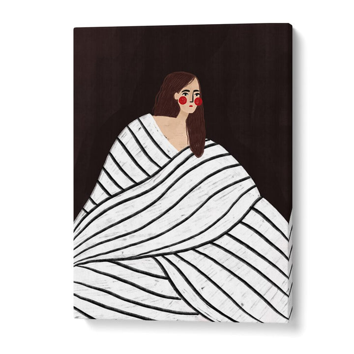 The Woman With Black and White Stripes By Bea Muller Women Illustration Paintings in Gallery Wrap