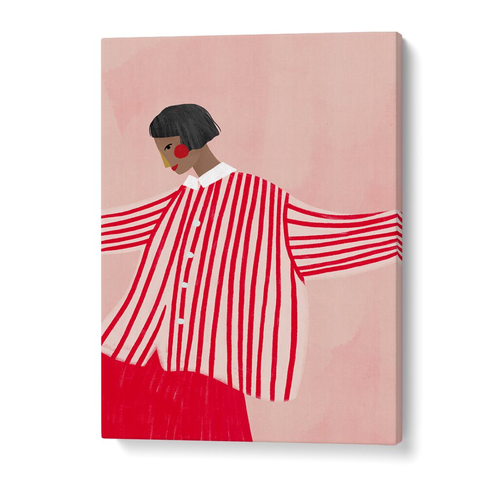 The Woman With Red Stripes By Bea Muller Women Illustration Paintings in Gallery Wrap