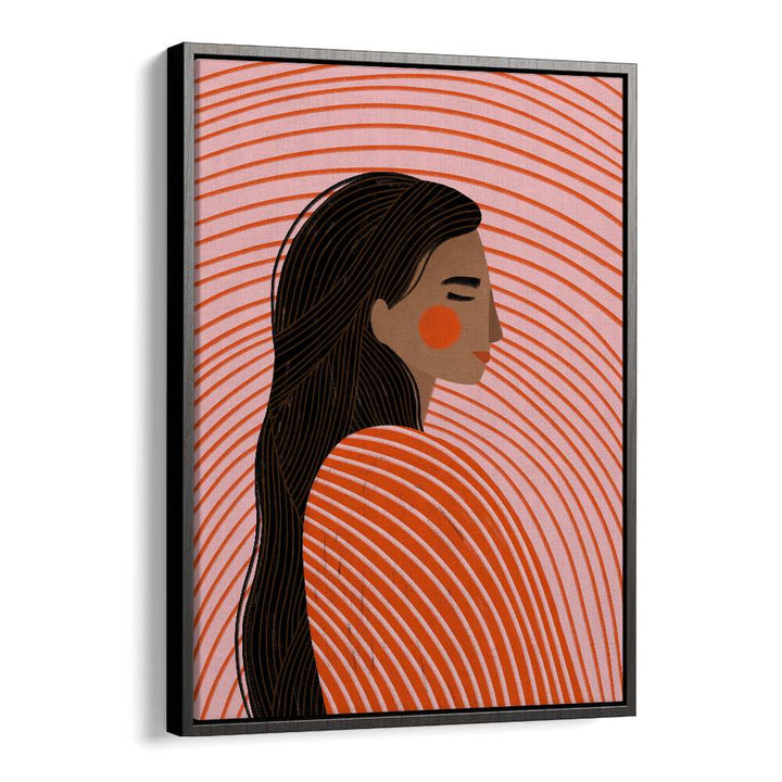 The Woman With The Lines By Bea Muller Women Illustration Paintings in Black Floater Frame