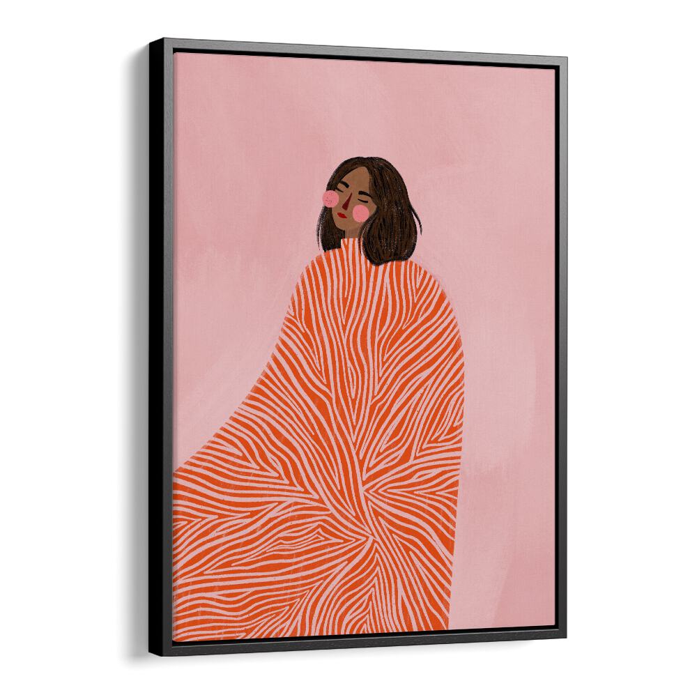 The Woman With The Swirls By Bea Muller Women Illustration Paintings in Black Floater Frame