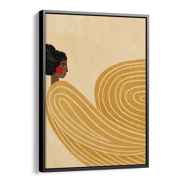 The Woman With The Yellow Stripes By Bea Muller Women Illustration Paintings in Black Floater Frame