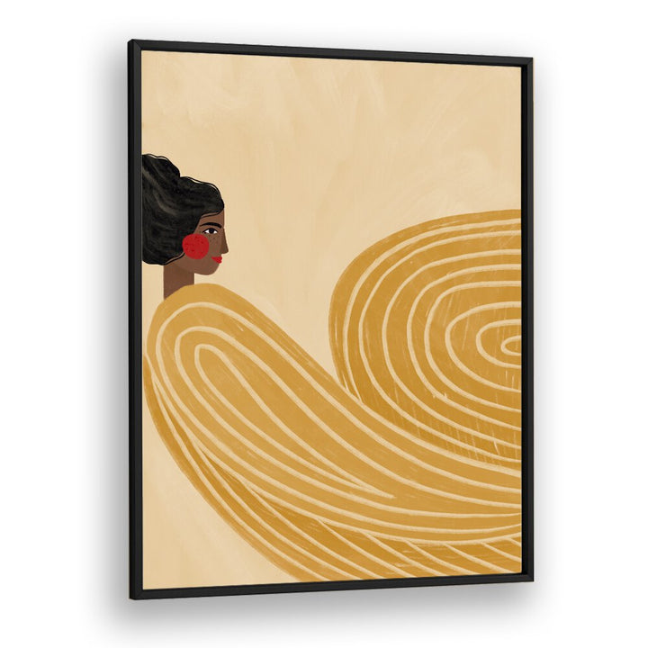 The Woman With The Yellow Stripes By Bea Muller Women Illustration Paintings in Black Plain Frame