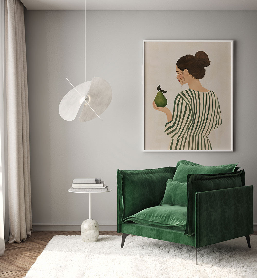 THE WOMAN AND THE PEAR , PORTRAITS & FIGURATIVE ILLUSTRATIONS