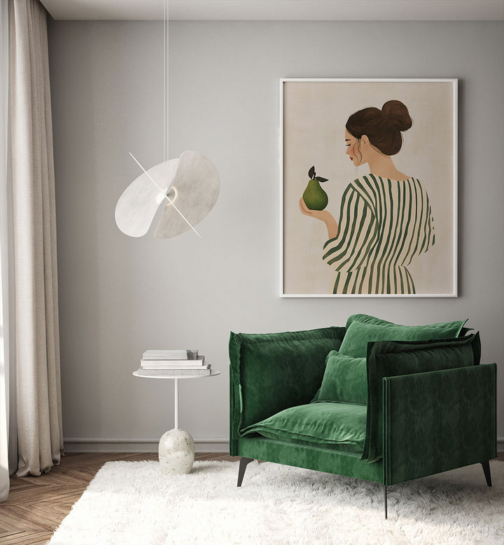 THE WOMAN AND THE PEAR , PORTRAITS & FIGURATIVE ILLUSTRATIONS