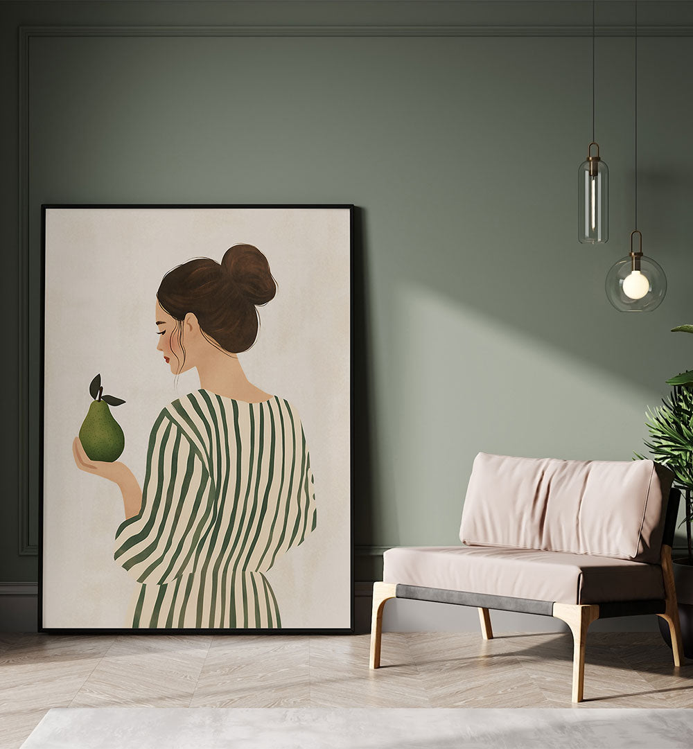 THE WOMAN AND THE PEAR , PORTRAITS & FIGURATIVE ILLUSTRATIONS