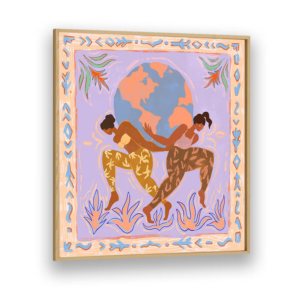 The World By Arty Guava Wall Art Prints in Oak Wood Plain Frame