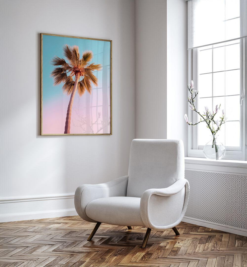Elegant decor featuring THE PASTEL PALM, BEACH PAINTINGS by Philippe Hugonnard, enhancing any room with tropical flair.