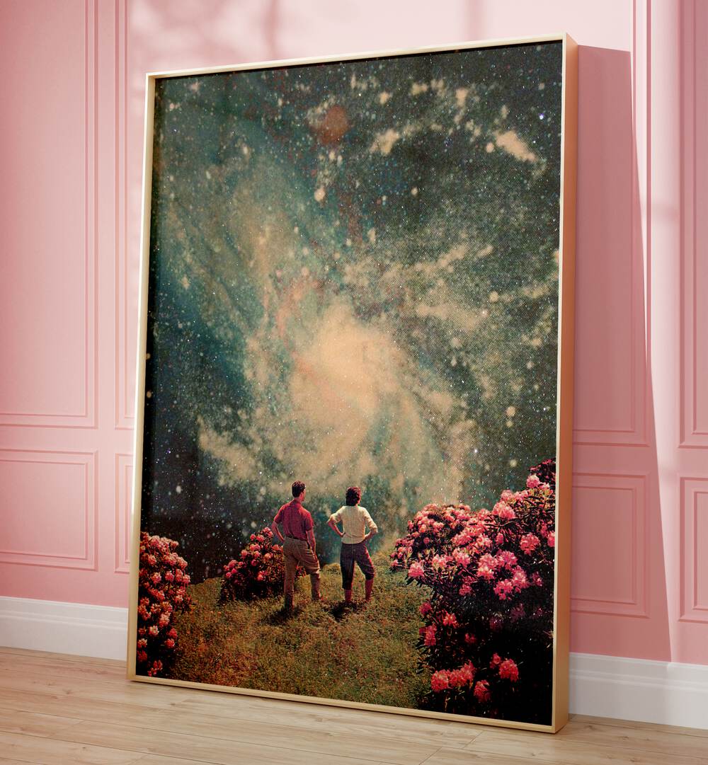 There Will Be Light in the End By Frank Moth Surreal Art Prints Surrealism in Oak Wood Plain Frame placed on a floor 